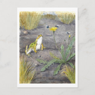 Carte Postale Frogue et pissenlit vintage