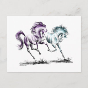 Carte Postale Frolicking Racing Chevaux sauvages