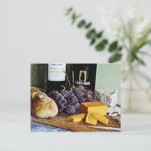 Carte Postale Fromage de pain de vin et raisins Vie morte (Debout devant)