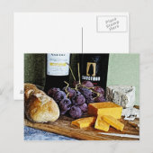 Carte Postale Fromage de pain de vin et raisins Vie morte (Devant / Derrière)