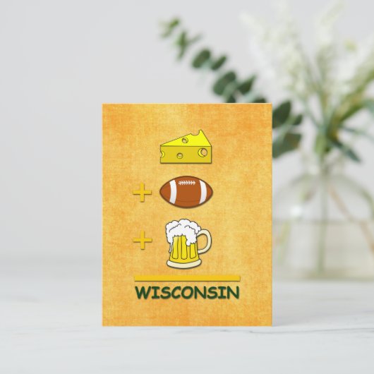 Carte Postale Fromage Football Bière Wisconsin Funny Math (Debout devant)