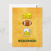 Carte Postale Fromage Football Bière Wisconsin Funny Math (Devant / Derrière)
