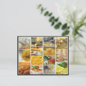 Carte Postale fromage parmesan italien nouilles tomate collage (Debout devant)