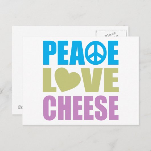 Carte Postale fromage Peace Love (Devant / Derrière)