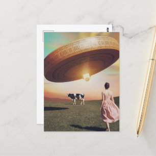 Carte Postale Fromage Ufo dans le pâturage laitier