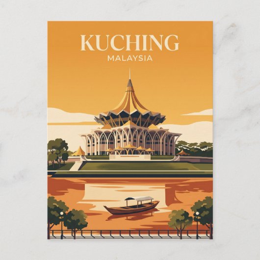 Carte Postale Front de mer de Kuching Malaisie (Devant)