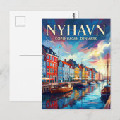 Carte Postale Front de mer de Nyhavn Danemark (Devant / Derrière)