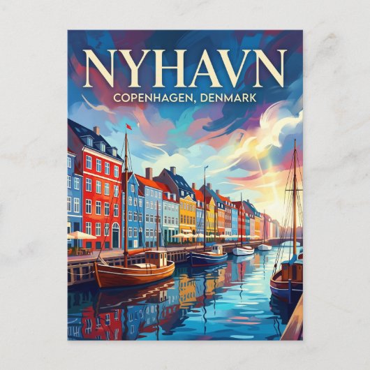 Carte Postale Front de mer de Nyhavn Danemark (Devant)