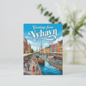 Carte Postale Front de mer de Nyhavn Danemark (Debout devant)