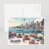 Carte Postale Front de mer de Seattle, Washington (Devant / Derrière)