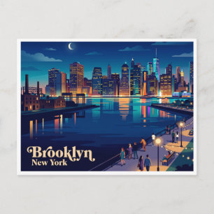 Carte Postale Front de mer de Williamsburg la nuit Brooklyn New