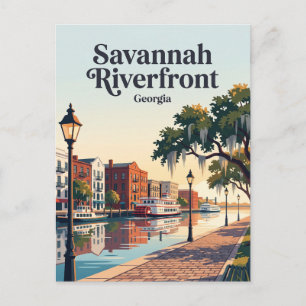 Carte Postale Front de rivière de Savannah Géorgie