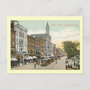 Carte Postale Front St, Worcester, Massachusetts Vintage