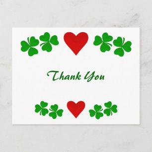 Carte Postale Frontière de trèfle irlandais avec cœur rouge Merc