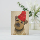 Carte Postale Frontière Terrier avec le casquette rouge de (Debout devant)