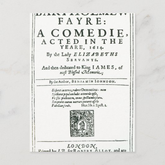 Carte Postale Frontispiece à 'Bartholomew Fair' (Devant)