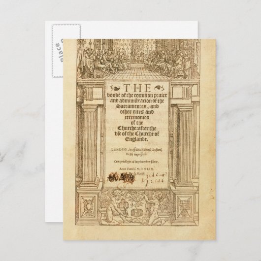 Carte Postale Frontispiece de "Le Livre de la Prière Commune" (Devant / Derrière)