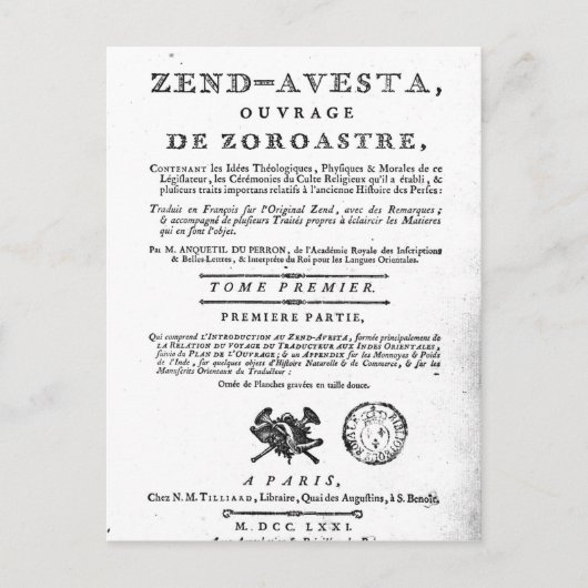 Carte Postale Frontispiece d'une édition du 'Zend (Devant)