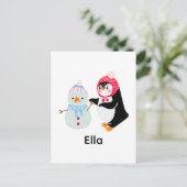 Carte Postale Frosty le bonhomme de neige et le pingouin (Debout devant)