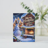 Carte Postale Frostys Accueil chaleureux près de la cheminée (Debout devant)