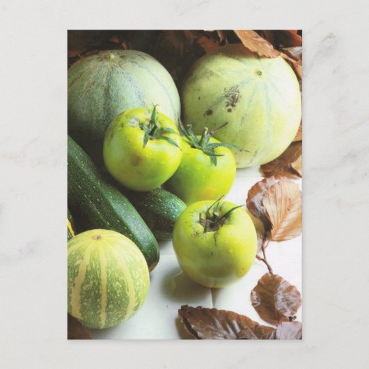 Carte Postale Fruit and vegetables, Green tomatoes et melons (Devant)