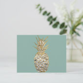 Carte Postale Fruit d'ananas moderne chic en marbre doré (Debout devant)