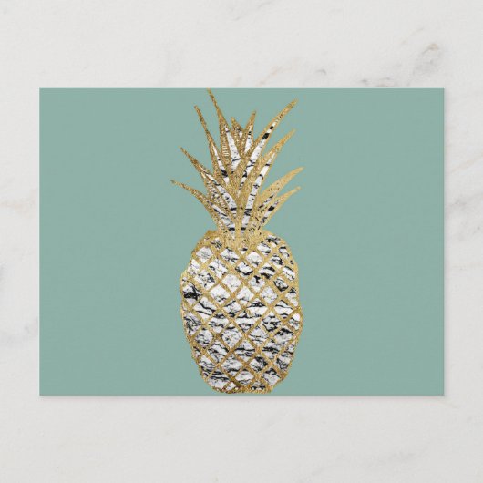 Carte Postale Fruit d'ananas moderne chic en marbre doré (Devant)