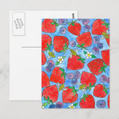 Carte Postale Fruit d'aquarelle aux fraises bleuies (Devant / Derrière)
