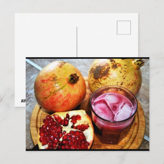 Carte Postale Fruit de grenade et jus (Devant / Derrière)