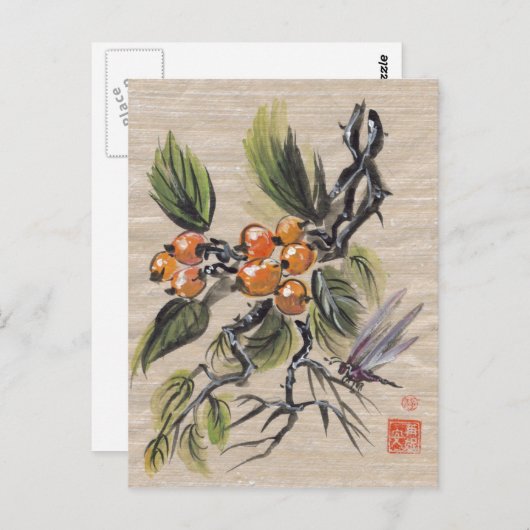 Carte Postale Fruit de Loquat chinois (Devant / Derrière)