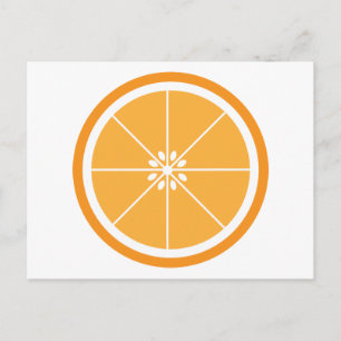 Carte Postale Fruit en tranche d'orange blanc