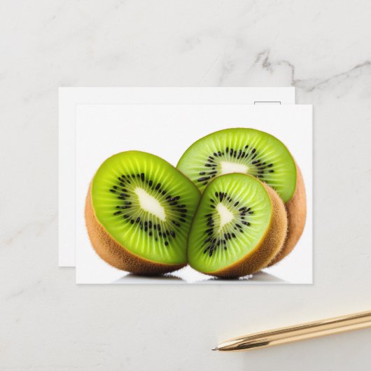 Carte Postale Fruit kiwi vert (Devant/Arrière en situation)