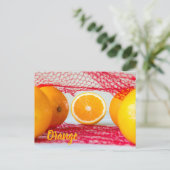 Carte Postale Fruit orange pour végétalien et végétalien (Debout devant)