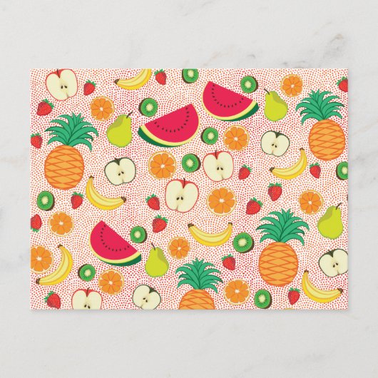 Carte Postale Fruits colorés amusants Été Végétarien sain (Devant)