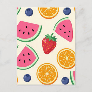 Carte Postale Fruits Colorés d'Été Pastèque Orange
