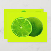 Carte Postale Fruits d'agrumes, tranche verte brillante de chaux (Devant / Derrière)