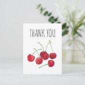 Carte Postale Fruits de Cerises rouges Aquarelle Douceur Aliment (Debout devant)