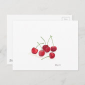 Carte Postale Fruits de cerises rouges Aquarelle Nourriture été  (Devant / Derrière)