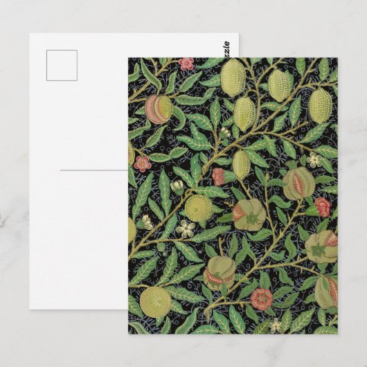 Carte Postale Fruits de Grenade Foncé de William Morris (Devant / Derrière)