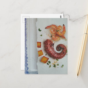 Carte Postale Fruits de mer appétissants avec collage surréalist