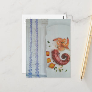 Carte Postale Fruits de mer fantaisistes dans un collage surréal