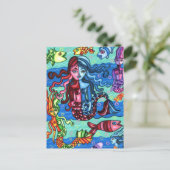 Carte Postale Fruits de mer Poisson Abstrait peinture originale (Debout devant)