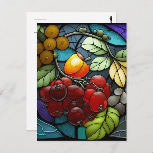 Carte Postale Fruits de variété en verre teint (Devant / Derrière)