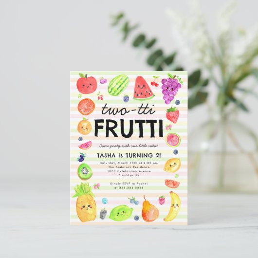 Carte Postale Fruits d'été mignons à deux tti 2e anniversaire (Debout devant)