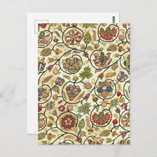 Carte Postale Fruits et fleurs de broderie (Devant / Derrière)