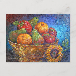 Carte Postale Fruits et Tournesol Peinture Art - Multi