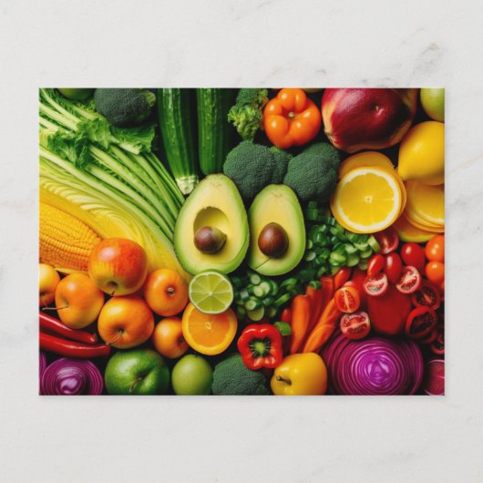 Carte Postale Fruits Légumes Aliments sains Régime végétarien (Devant)
