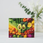 Carte Postale Fruits Légumes Aliments sains Régime végétarien (Debout devant)