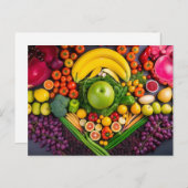 Carte Postale Fruits Légumes Aliments sains Régime végétarien (Devant / Derrière)