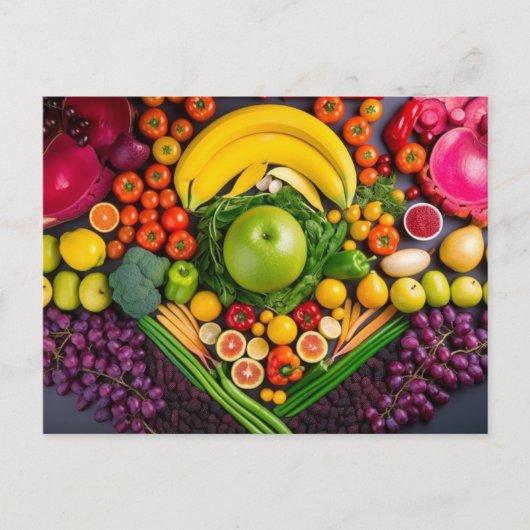 Carte Postale Fruits Légumes Aliments sains Régime végétarien (Devant)
